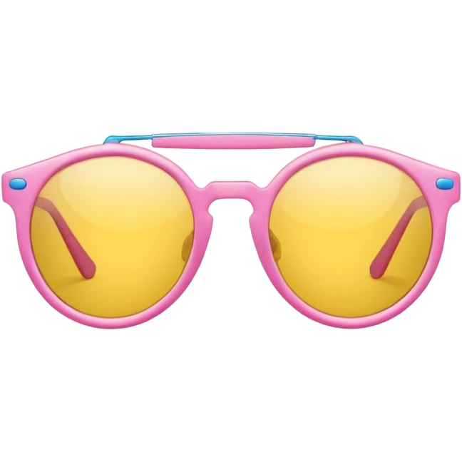 pink sunglasses with different lens, one len blue and the other len yellow emoji