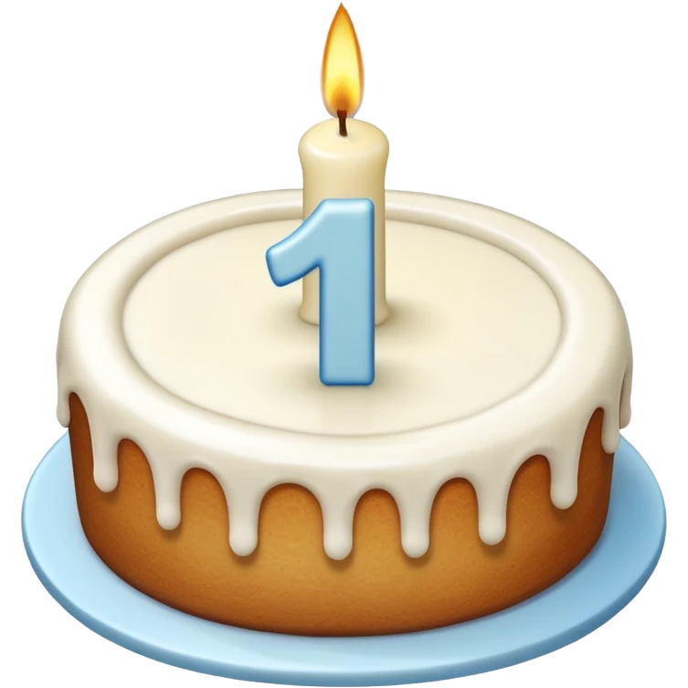 a cake with a candle in the shape of a number 1 emoji