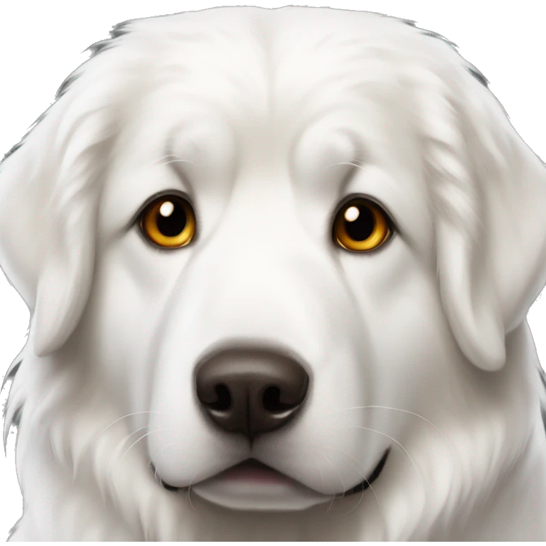 Great Pyrenees with brown eyes emoji