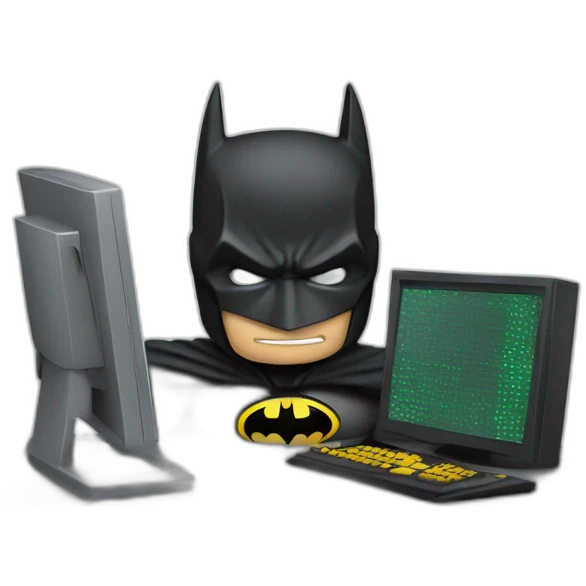Batman behind the computer emoji