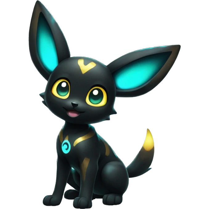  Shiny Umbreon with glowing cyan markings full body emoji