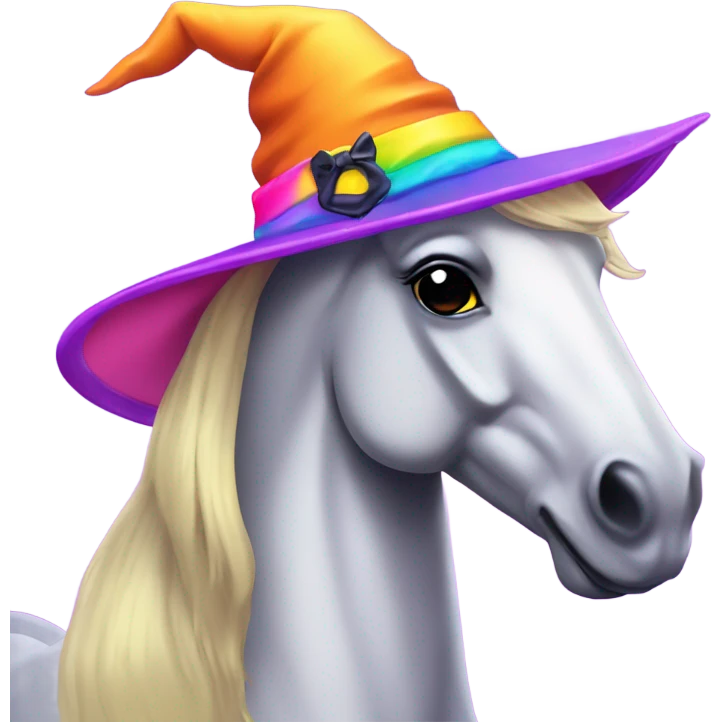 Lisa frank Halloween horse with witch hat emoji