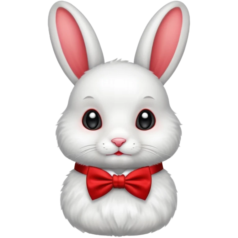 White rabbit with red bow tie emoji