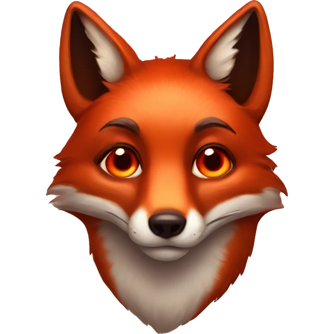 dark red fox face with tiny red heart instead of eyes emoji