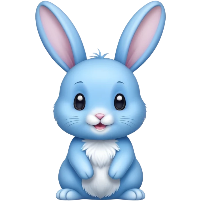 cute blue rabbit, light blue bunny rabbit, happy emoji