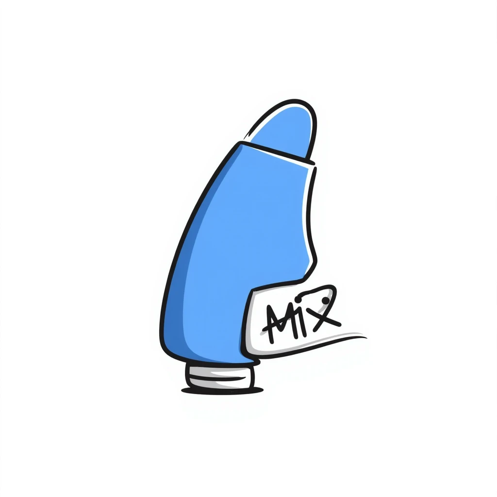 Hand-drawn blue VO2 max mouthpiece with breathing valve and measurement tube emoji