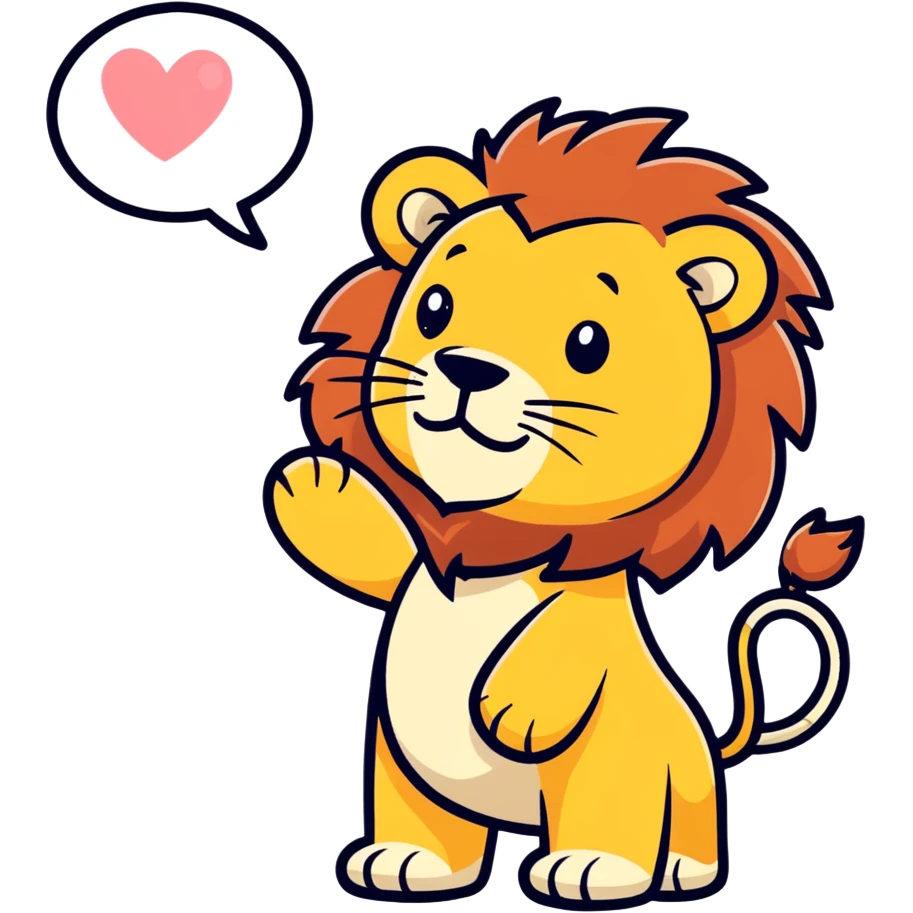 Lion blowing a kiss emoji