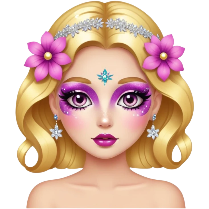 floral drag queen glitter sparkles babe girl makeup diva brat emoji