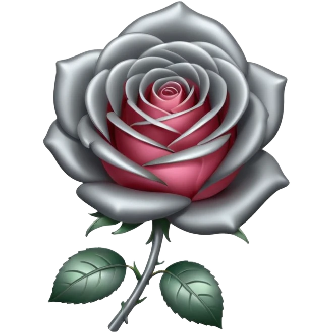 metallic gray chrome minimalistic rose emoji