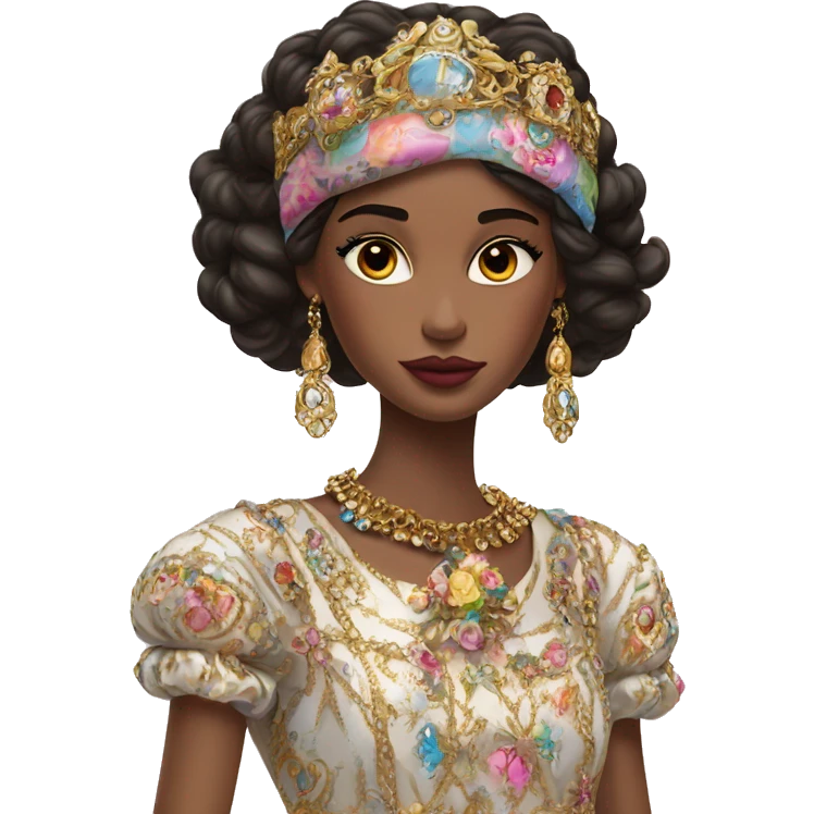 Dolce and Gabbana Italian model with dark hair and headband with colourful pastel ornament and golden detais  emoji