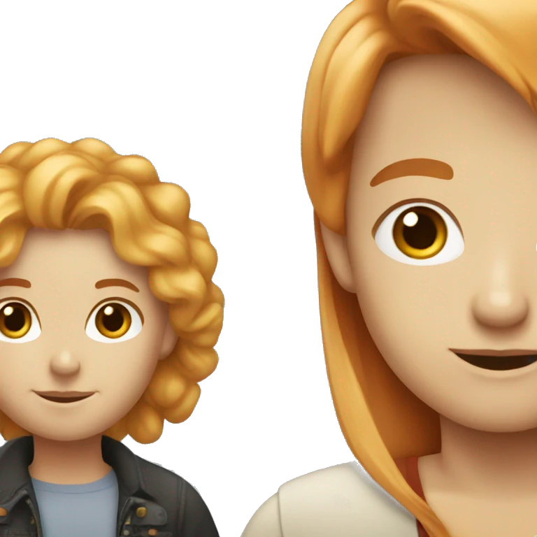 A red-haired girl and blonde hair man emoji