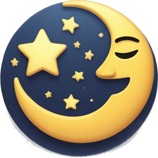 moon having two stars on it emoji