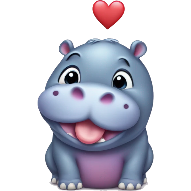 baby hippo giving a kiss to a heart emoji