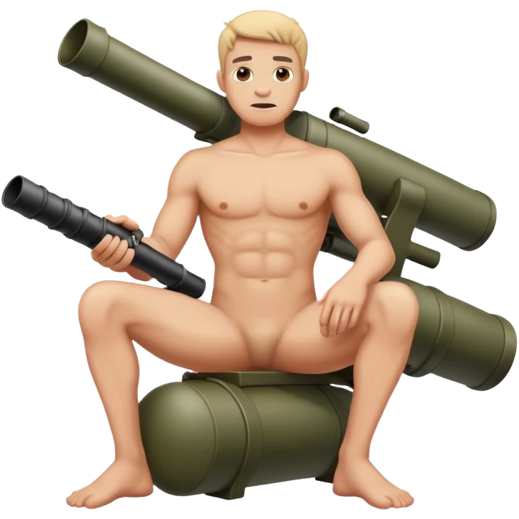 man sitting on a bazooka naked emoji