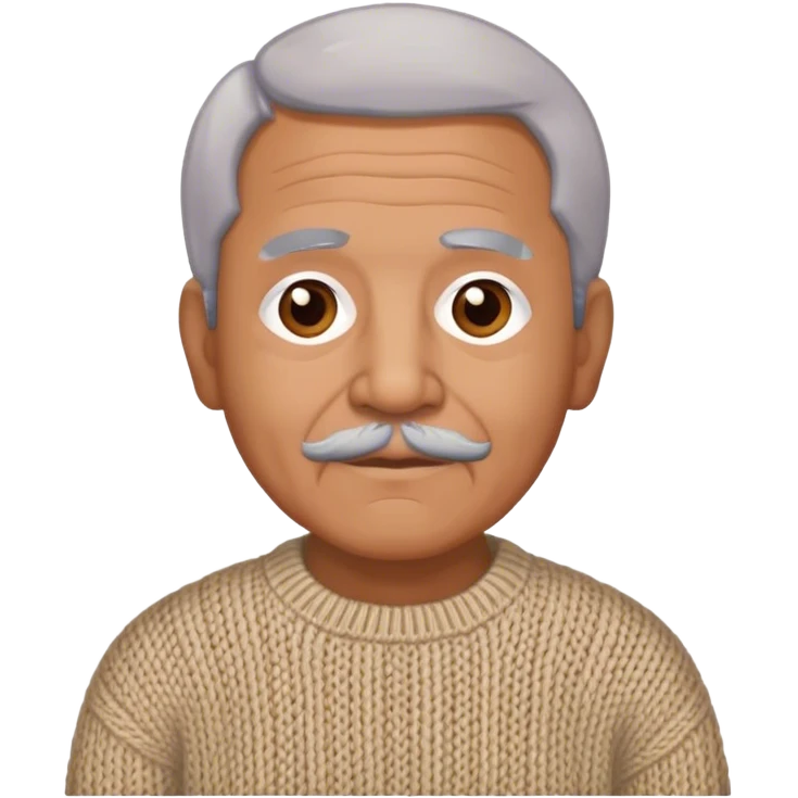 Latino grandfather, light brown, with knitted sweater emoji