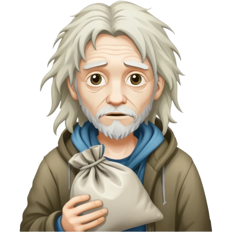 Crazy homeless with a bag of cocaine emoji