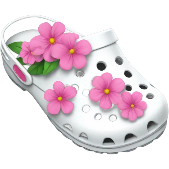 White Crocs with pink flowers emoji