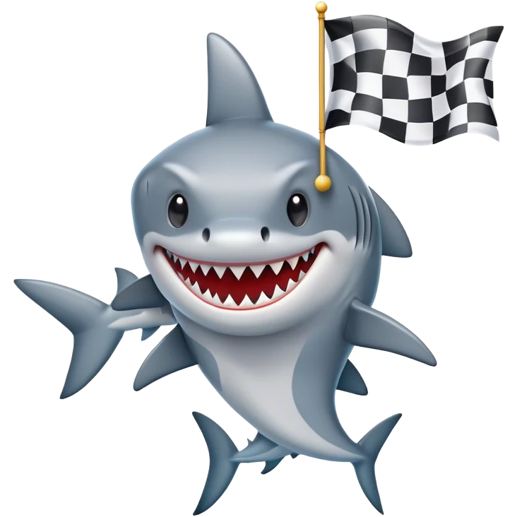 shark holding a checkered flag emoji