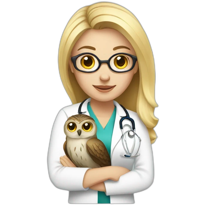Blonde-woman-doctor-with-owl emoji