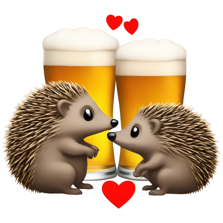 hedgehogs in love drings beer emoji