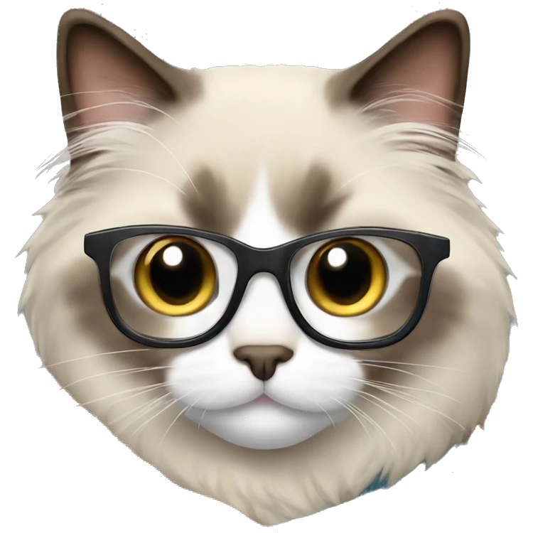 ragdoll cat wearing glasses and blanket emoji