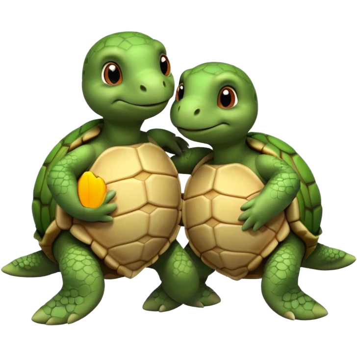 dwa przytulające się żółwiki emoji