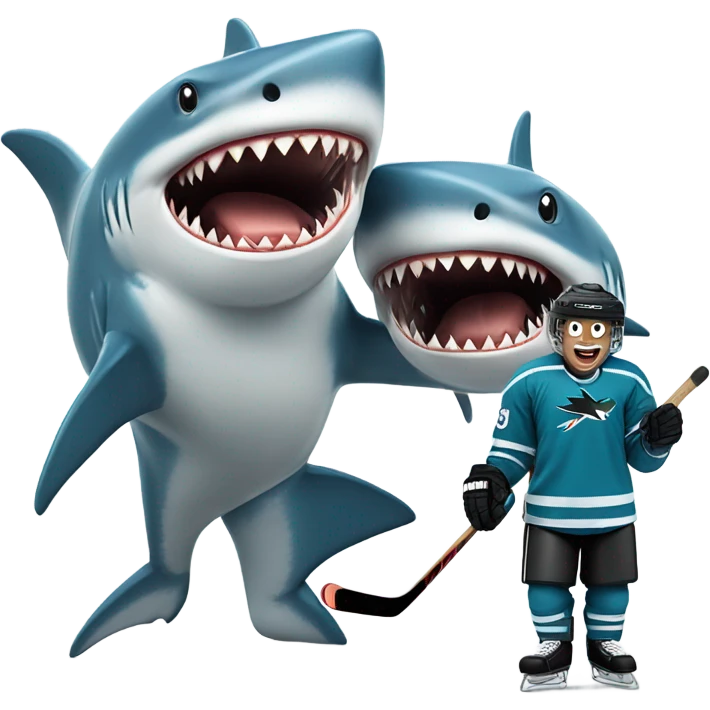 Hockey player and shark emoji