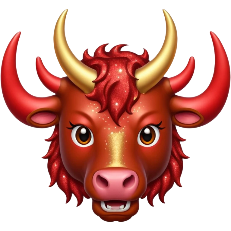 red glitter horned ox emoji