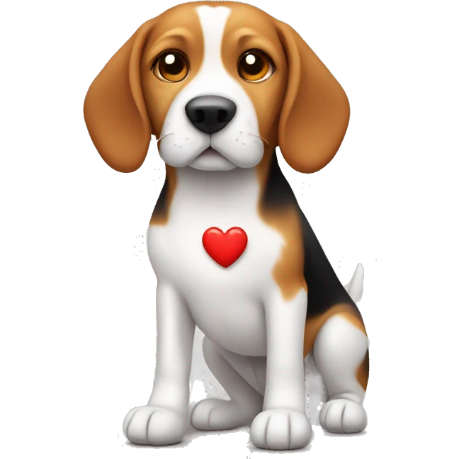 Beagle with a bone in a red heart emoji