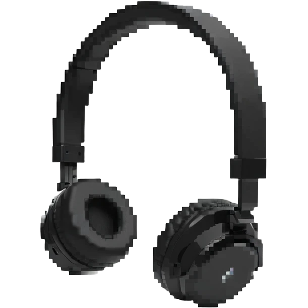 Retro pixel art black wireless headphones with minimal details emoji