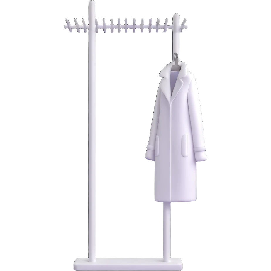 sleek white coat rack with apple-inspired minimalist design emoji