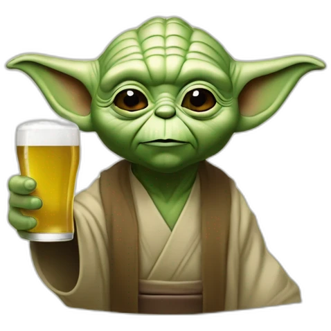 Maître Yoda qui bois de la bière emoji