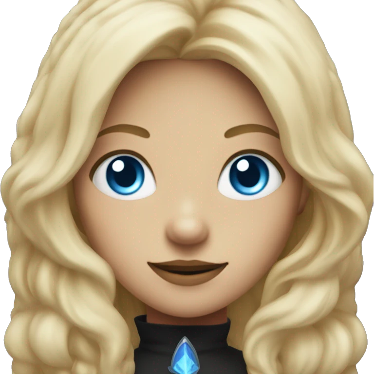 Witch with blond hair and blue eyes an d witch had emoji