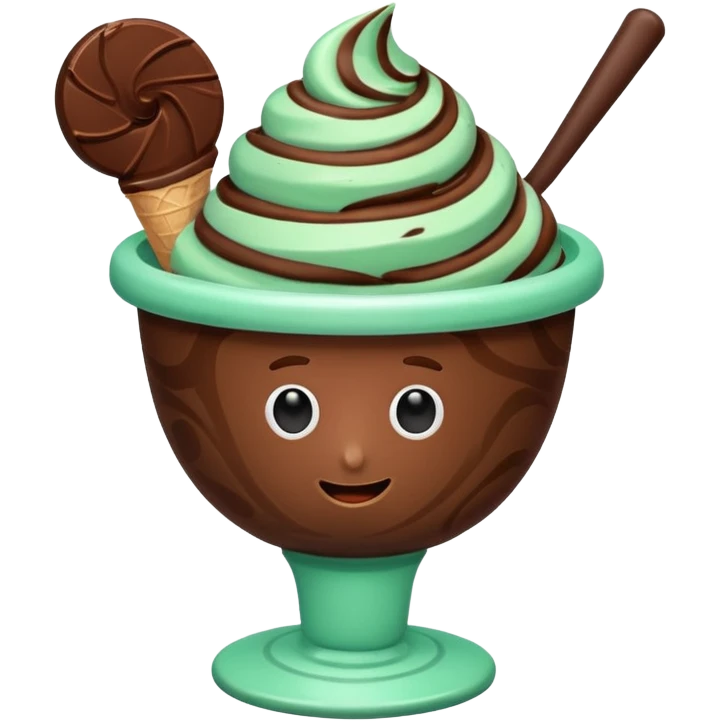 cup mint and chocolate ice cream emoji