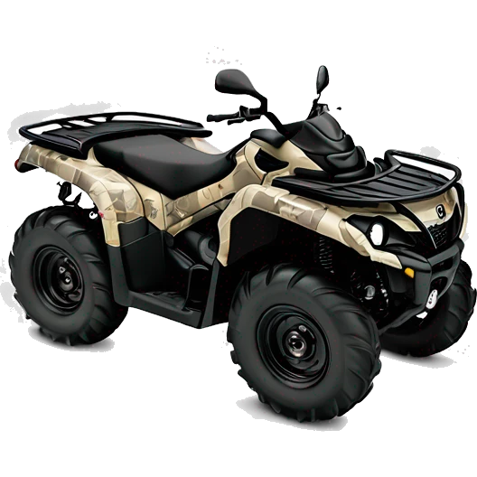 Chica y chico subidos en una canam outlander atv 500 camo emoji