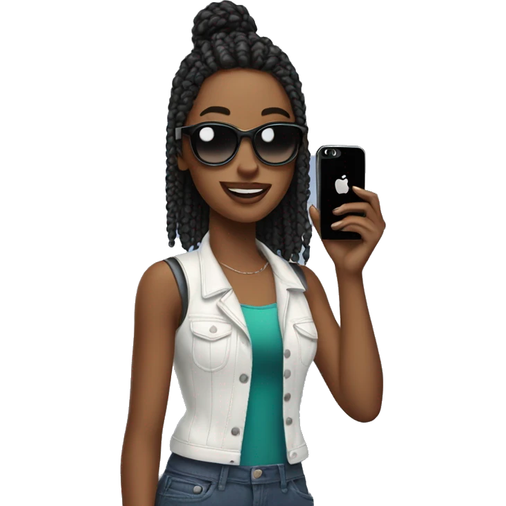 a cool girl with iPhone emoji