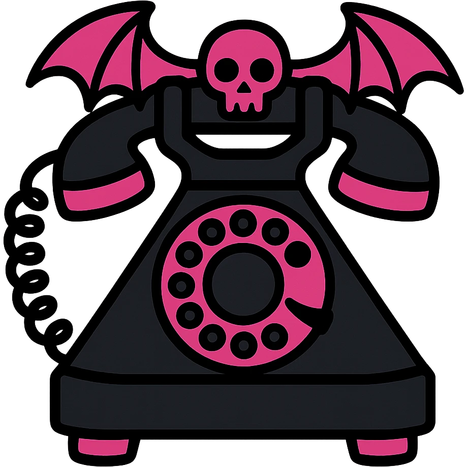 gothic phone, black and pink, vibrant toon style emoji
