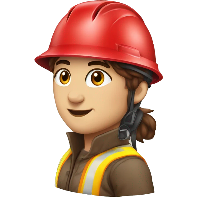 LONG HAİRED GİRL WEARİNG RED SAFETY HELMET emoji