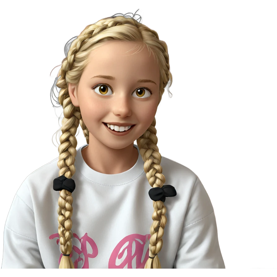 blonde girl with braids smiling emoji