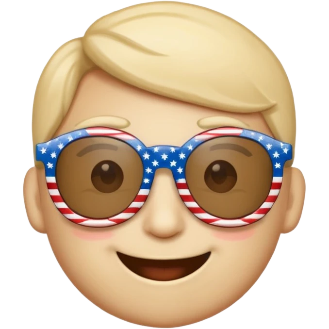 Smiley emoji wearing star shaped sunglasses with American flag print on glasses emoji