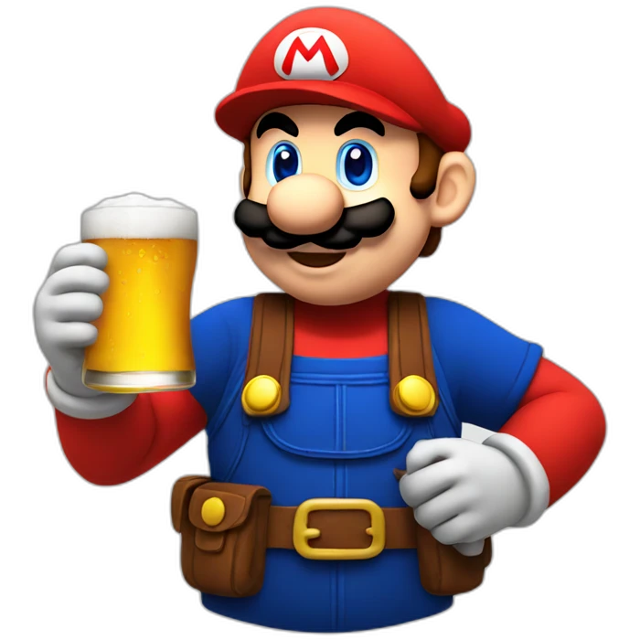 MARIO drinking a beer emoji