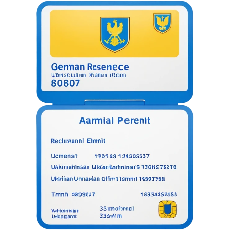 German residence permit card with Ukrainian colors emoji