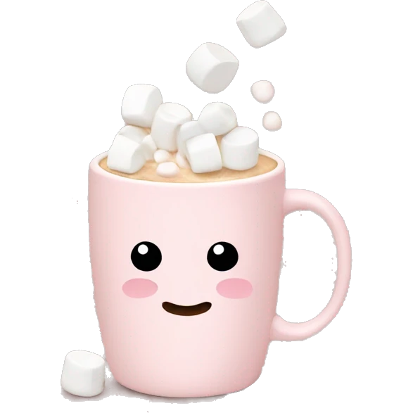 Light Pink mug of latte with marshmallows  emoji