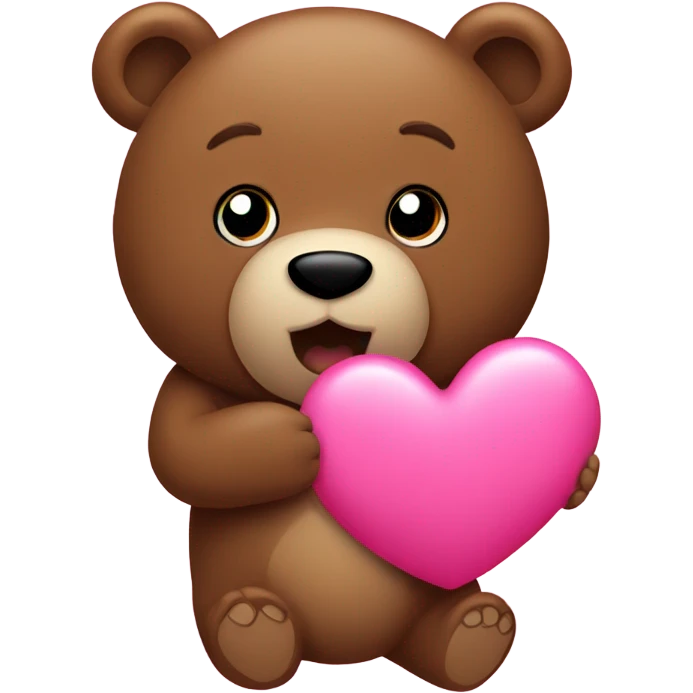Brown bear with pink heart emoji