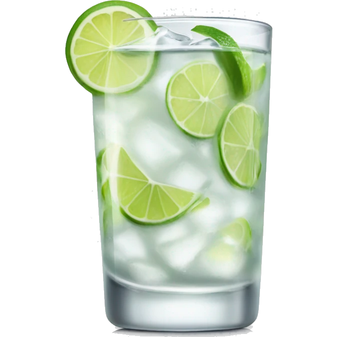 Gin and tonic in a nice glass with a slice of lime emoji