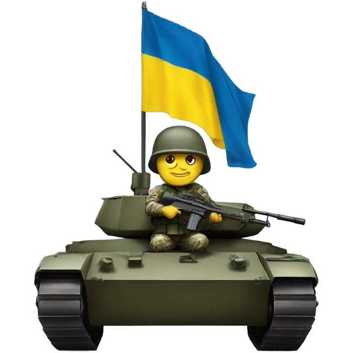 Soldat in Tank with flag Ukraine emoji