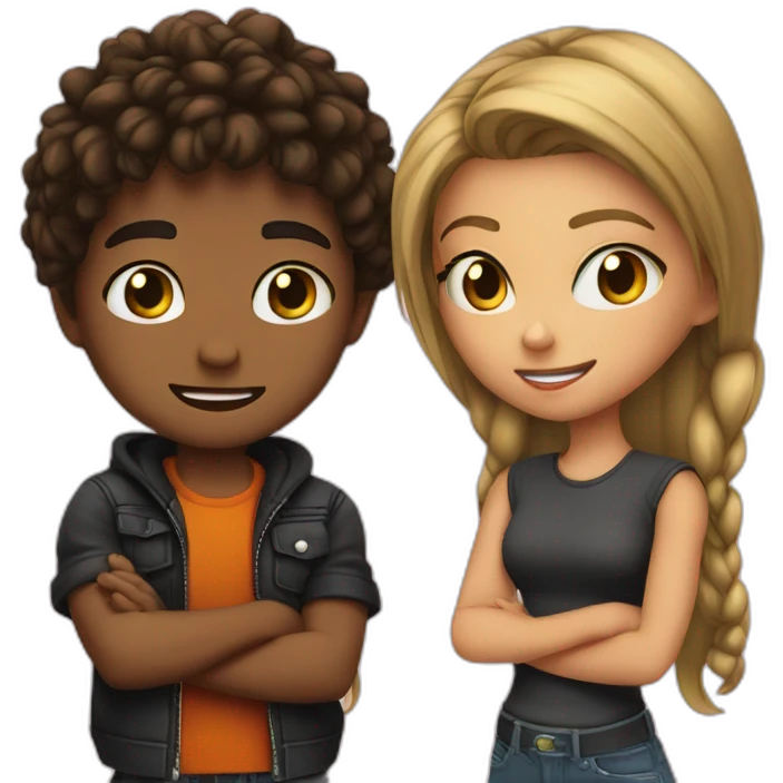 One bad boy and one cute girl emoji