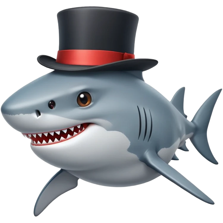 Shark with a top hat emoji