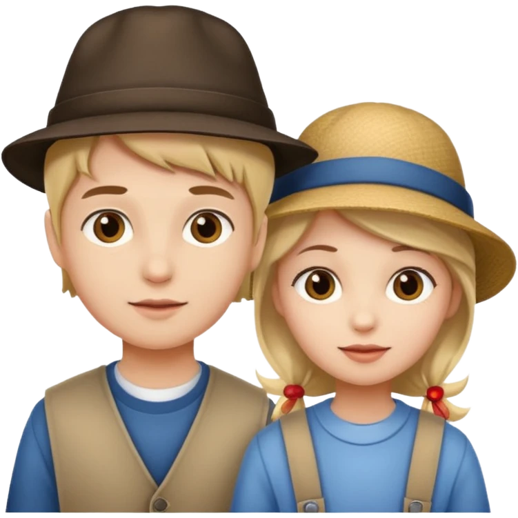 Girl boy emwearing hat emoji