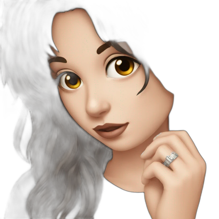 dark brown hair modern mullet programmer nose stud silver emoji